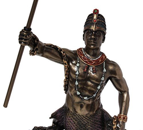 Estatua Olokun propietario del mar profundo bronce miniatura 3