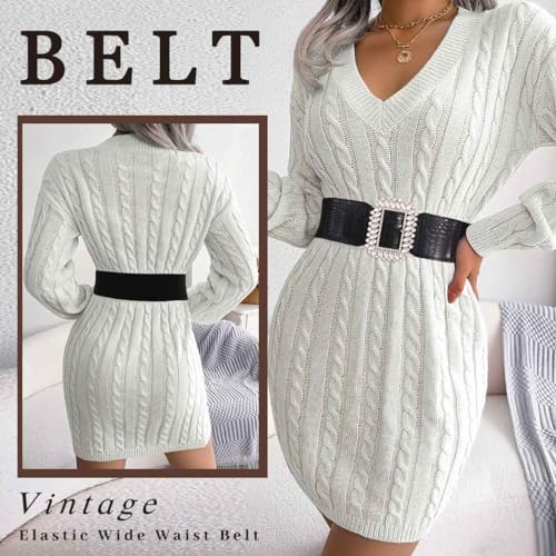 Tgirls Women's Rhinestone Elastic Belt Crystal Stretchy Wide Belt for Dresses Fashion Vintage Waist Belts3