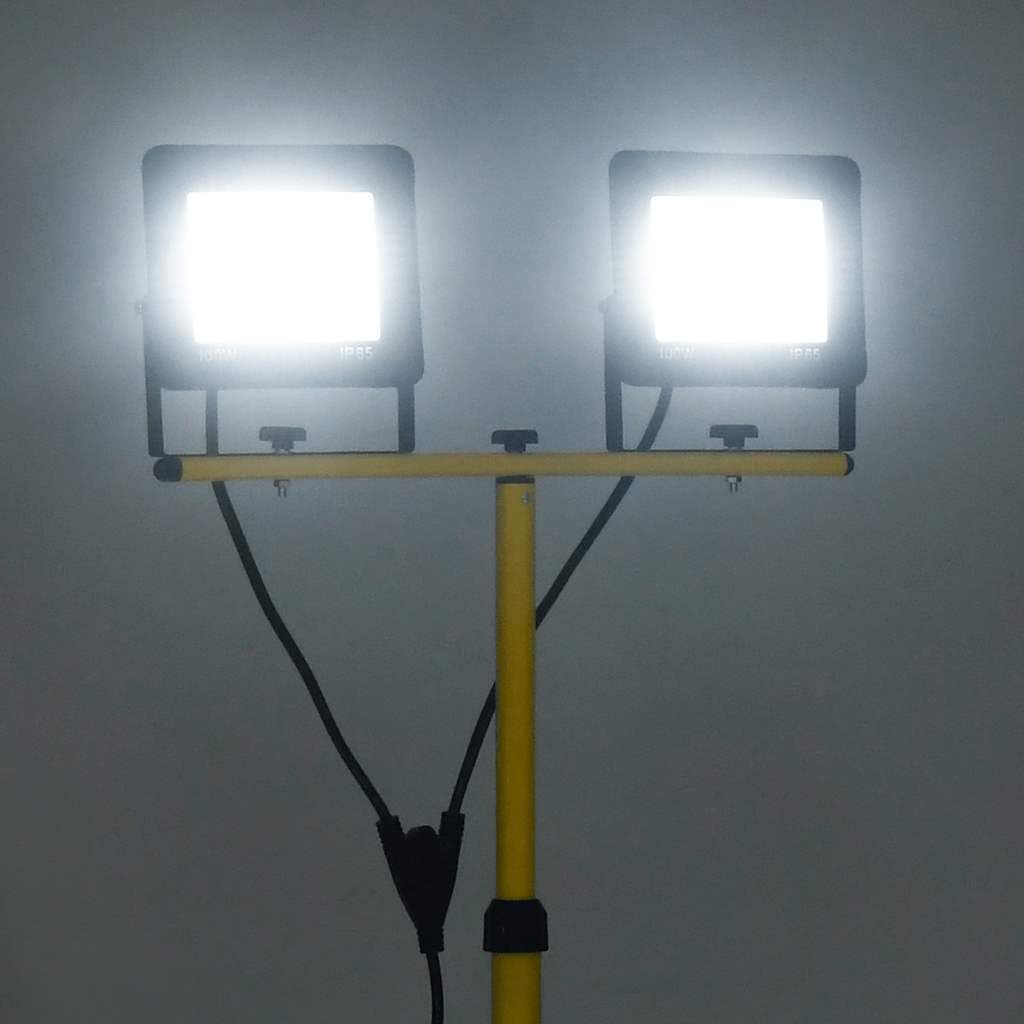 vidaXL LED Fluter mit Stativ Außenstrahler Scheinwerfer Baustrahler Flutlicht Gartenstrahler Arbeitsscheinwerfer Arbeitsleuchte 2x100W Kaltweiß