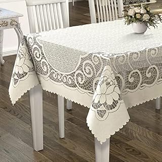 Kies HOME Lace Table Cloth Rectangular Large 160x220 cm, Lace Table Cloth, Tablecloth 62 x 87 Inch, Lace Table Cover CREAM