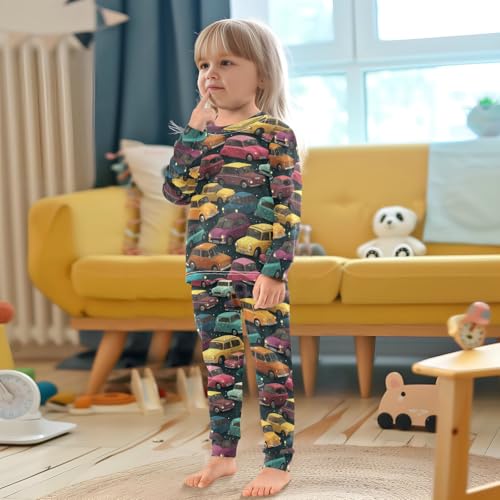 Pajama Sets Long Sleeve Colorful Cars Pattern Print Soft Comfy Sleepwear 2 Piece PJS 3-8T 5