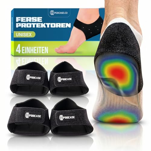 Podcase - 2 Paar (4 Stück) - Plantarfasziitis Gel-Fersenschalen Ferseneinlagen Damen Herren Schmerzlinderung bei Fersensporn Achillessehnenentzündung und rissigen Fersen