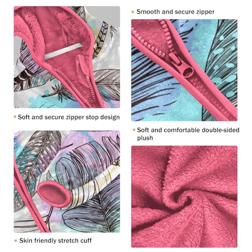 OTVEE Feathers and Colorful Stains Kids Hoodie Jacket Fall Spring Full Zip Warm Outwear Coat3