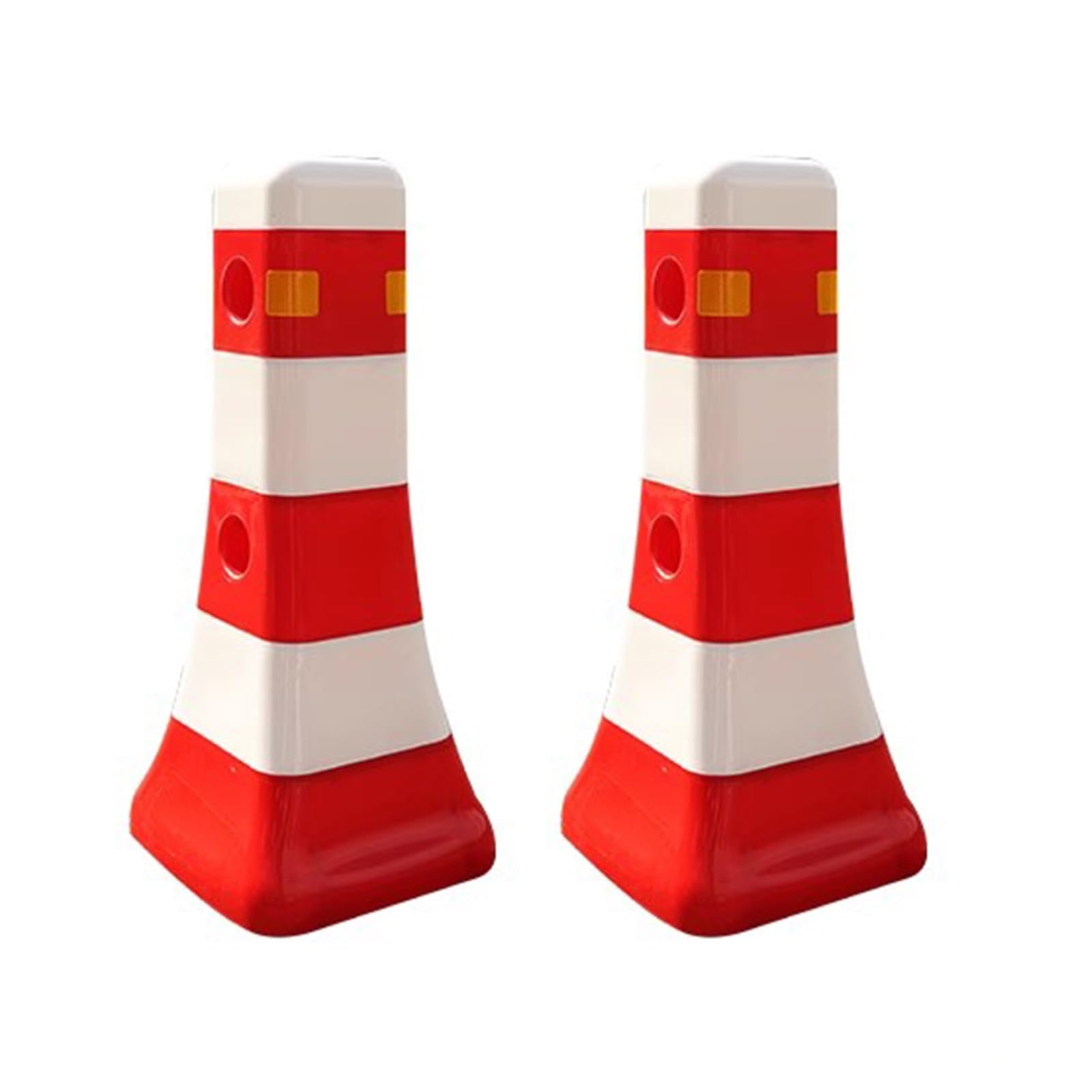 Cono de Señalización, Conos de Advertencia de PVC, con Varilla de Conexión, Llamativo Diseño de Bloques de Color, para Advertencias Viales y Estacionamientos (2 Pcs)(Red)