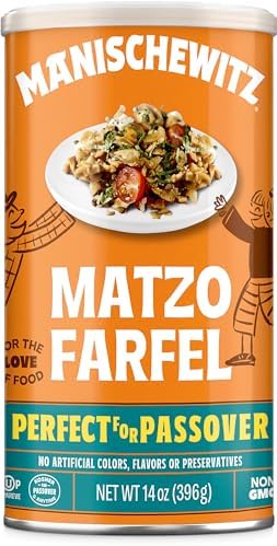Manischewitz Matzo Farfel, 14oz Resealable Canister, Sodium Free, No Artificial Colors or Flavors, Non GMO, Kosher For Passover & Year Round