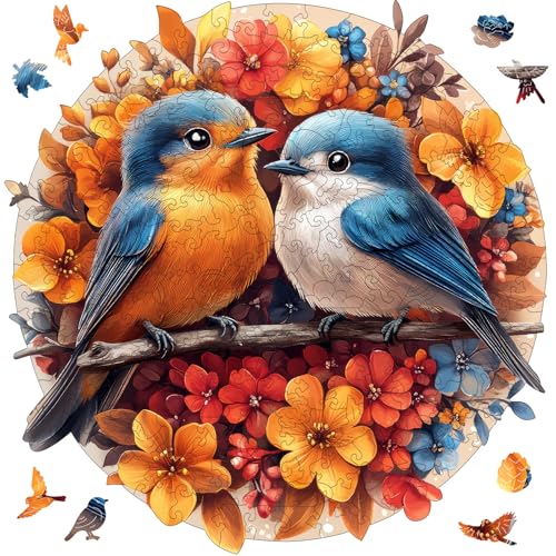 Mys Aurora Wooden Puzzles for Adults, Robin Bird Couple Jigsaw