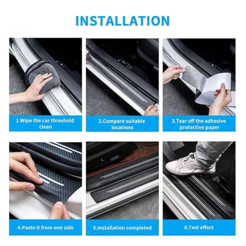Protection carbone Kia Picanto III contre rayures et usure de seuil de porte - 8