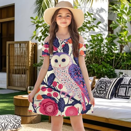 Dresses Girls Short Sleeve Off The Shoulder Summer Dress Casual Midi Aline Fit and Flare Dress with Pockets3