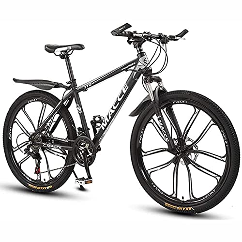 26 Zoll Mountainbike für Erwachsene Herren Damen Fahrrad MTB 21/24/27 Geschwindigkeiten Leichter Karbonstahlrahmen mit Vorderradaufhängung,Schwarz,27 speed