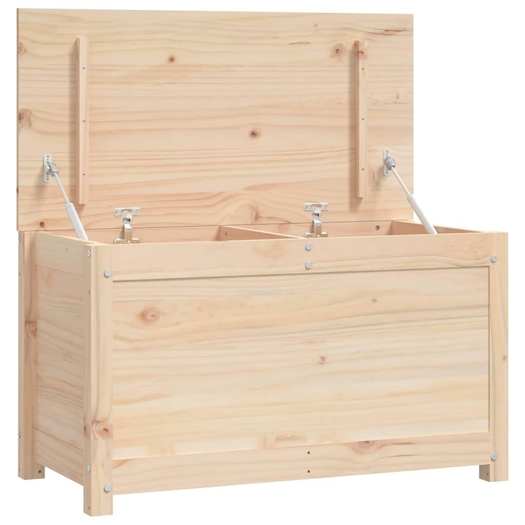 Vidaxl Natural Solid Pinewood Storage Box – Sleek Brown Wood Chest 80X40x45.5 Cm – Hydraulic Lid & Spacious Interior – Ideal For Living Room, Bedroom Or Office Storage Solutions
