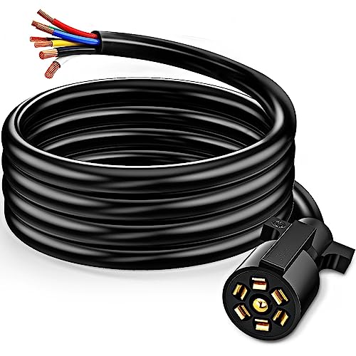 Nilight 8FT Heavy Duty 7 Way RV Round Inline Trailer Plug Extension Cord