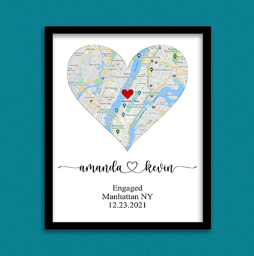 Green Homes's ENGAGEMENT GIFTS for Couple Unique Personalized Printable Engagement Map Where it All Began Map Engagement Gift Personalized Map