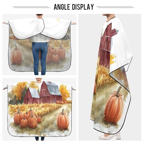Capa impermeable profesional para corte de cabello Pumpkin Field con cierre ajustable de broche para estilismo y peluquería miniatura 5