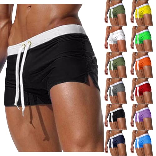 Cambkatl Men's Colorblock Athletic Swim Trunks Training Swimsuit Quick Dry Bathing Suit Drawstring Swimwear Board Shorts2