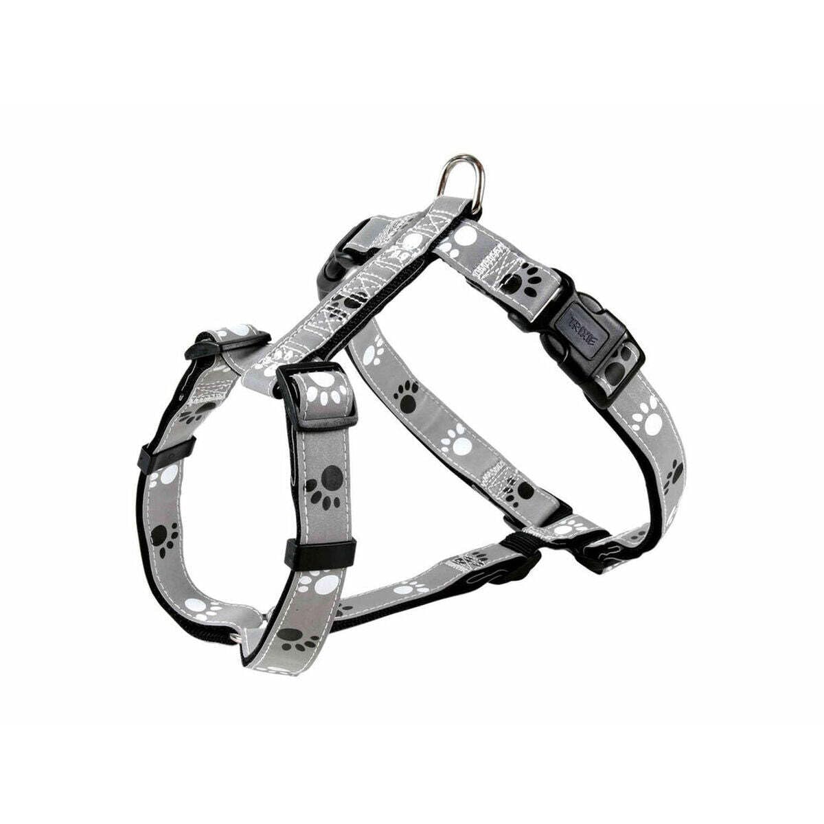 TRIXIE silver reflect harness size M–L: chest circumference 19.7–29.5 inches/1 inch in black/silver-grey – reflective dog harness with infinitely adjustable elements for medium-sized dogs – 12233