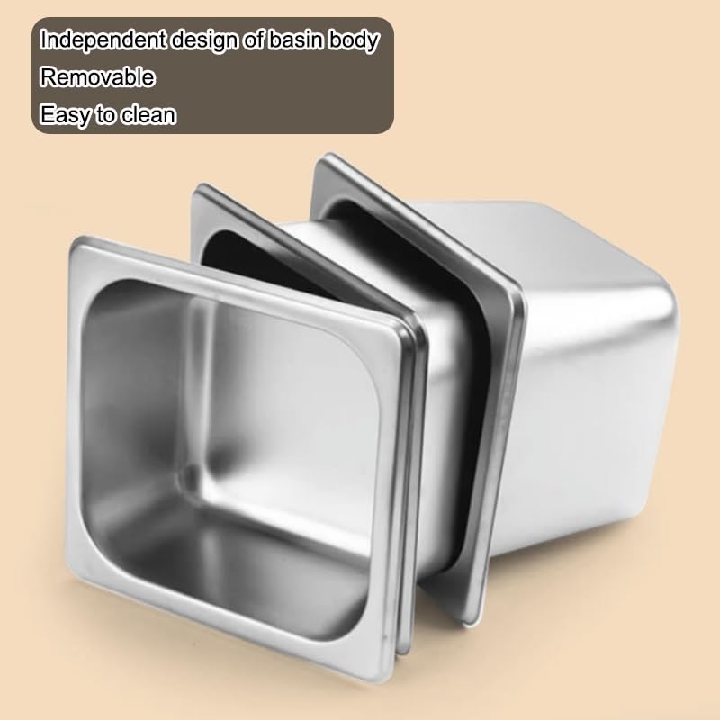 Gewürz-Organizer-Ständer aus Edelstahl, geneigter Halter mit Deckel, Löffel, Pizzastation, Buffet-Behälter-Set für Saucen, Zutaten, Küche, Silber-D