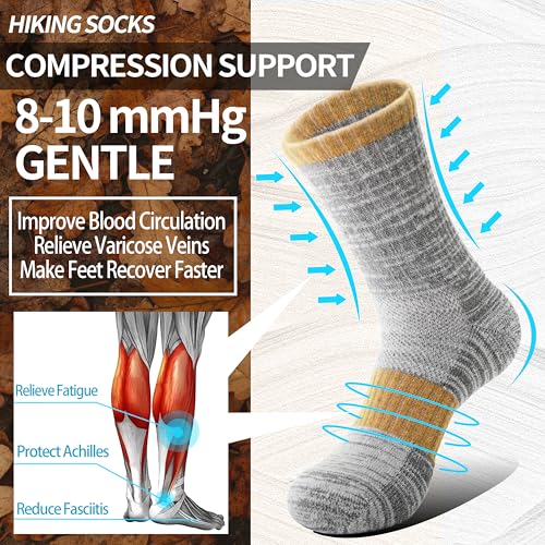 Image of Anlisim Merino Wool Hiking Running Socks for Women, Boot Work Crew Socks