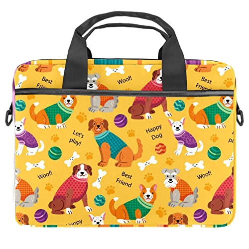 Sacoche PC portable 13.3 pouces motif chien Carlin et Corgi housse ordinateur