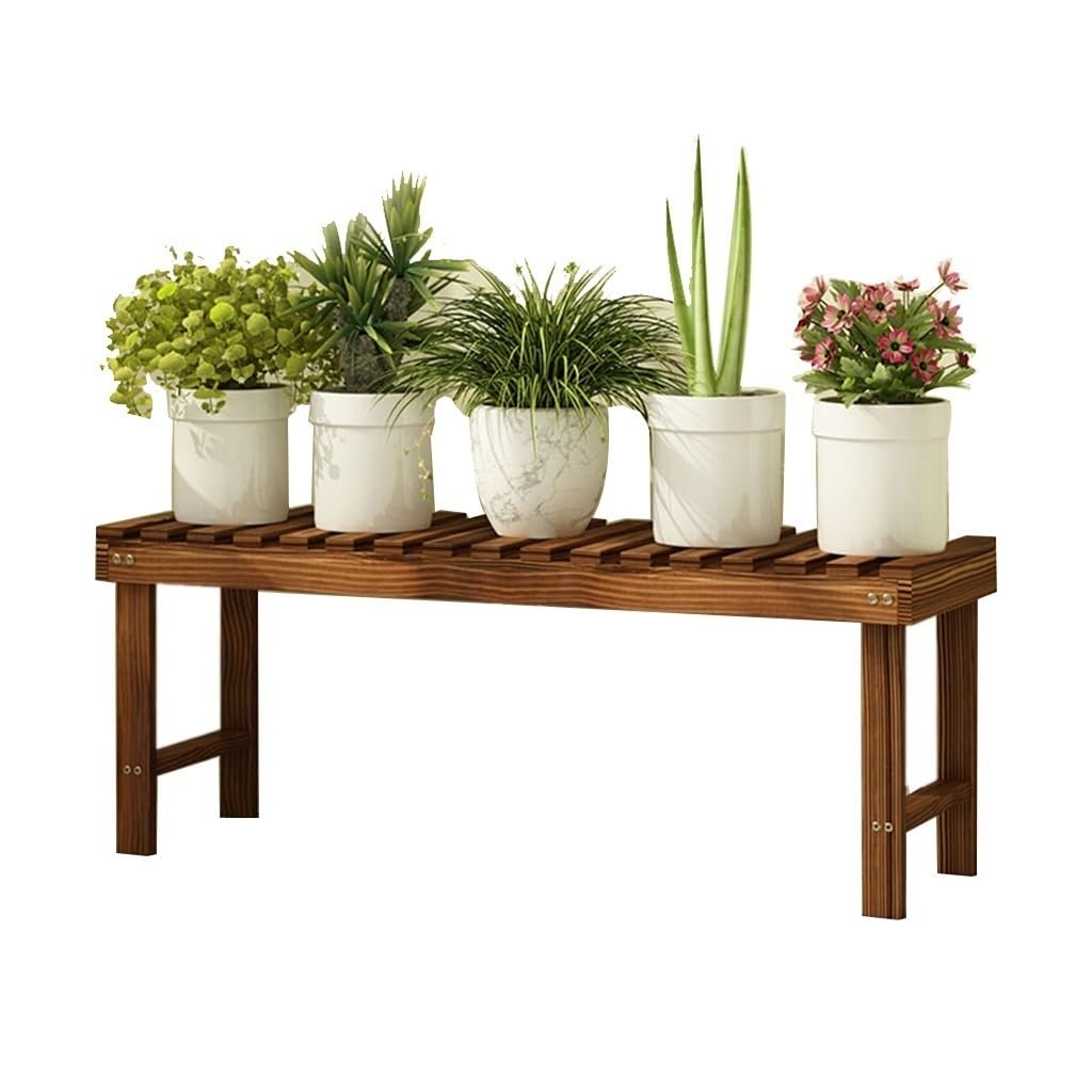 Racks Garden Stepped Wooden Flower Stand (Brown, 98x25x30cm)
