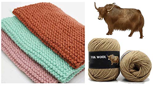 3 Balls Thick Yak Wool Yarn Soft Cashmere Thread Knitting Worsted Blended Crochet Yarn For Diy Sweater Scarf Gloves Yarn 300G (Withered Green) #TOP1