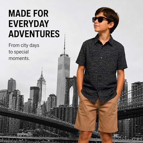 DKNY Boys Shorts Set - 2 Piece Short Sleeve Collared Button Down Shirt and Matching Shorts for Boys (Sizes: 8-12) - Image 4