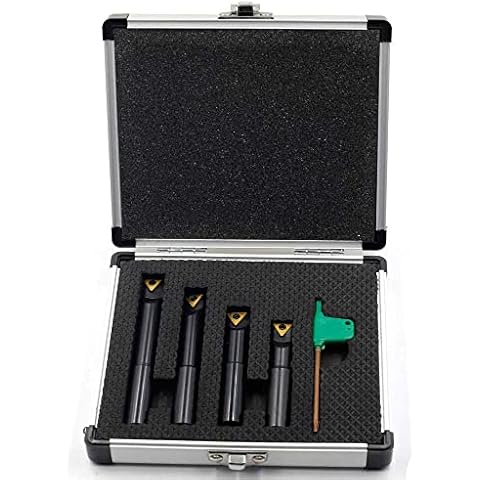 OSCARBIDE 1/2"Round Shank Boring Bar Set,90 Degree with Indexable Carbide Inserts TCMT21.51(TCMT110204),4 Pieces/Set Cover