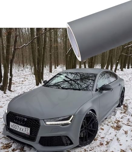 Image of WISDOM Nado Grey Matt Vinyl Car Wrap Air Release, Self Adhesive, Vehicle wrap Sheet for Automotive Bike DIY Exterior Interior Decoration (NADO Grey MATT, 20 Inch X 17 Feet)