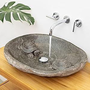 Wohnfreuden Naturstein Waschschale Schildkrötenmotive 50 cm