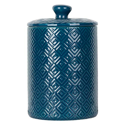 Image of 10 Strawberry Street Diamond Embossed Ceramic Kitchen Canister Set, Set of 3, Diamond Blue