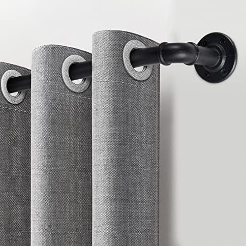 Czarne karnisze do zasłon z przelotkami, industrialne, metalowe, rozsuwane, do okien 80218 cm