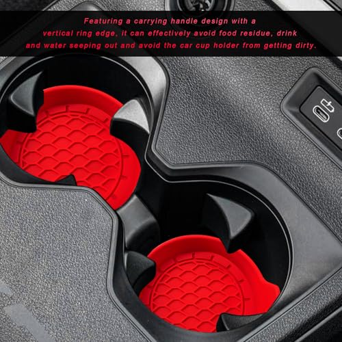 Juego 4 posavasos de silicón antideslizante para auto rojo miniatura 6