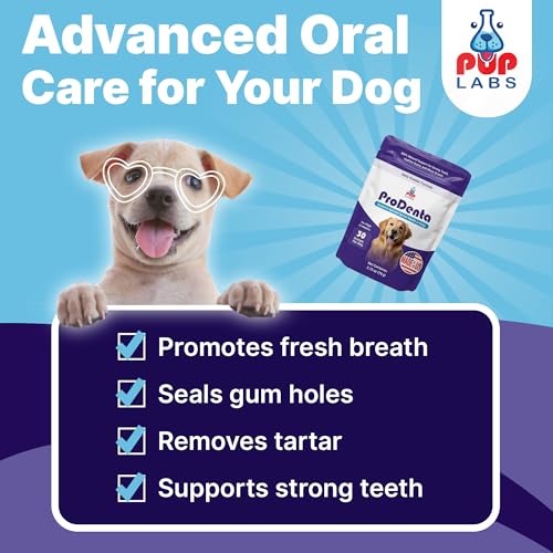 Image of Pup Labs ProDenta, All-Natural Dog Dental Powder for Teeth Cleaning, Dental Powder for Dogs Teeth with Breath Freshener. Easy to use for Tartar Removal and Leaky Gums. Made in USA, 30 Servings