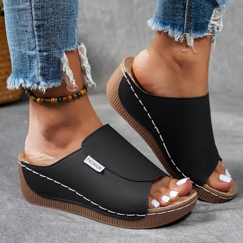 Women's Open Toe Casual Vacation Slippers Arch Support Sandals 2025 Orthopedic Platform Wedge Breathable Sandals2