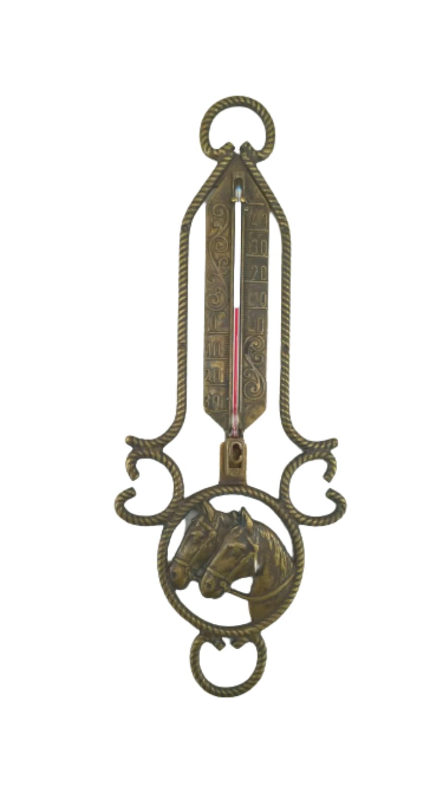Termometro in ottone anticato testa di cavallo artigianato artistico - Termometro1
