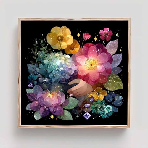 Flor Diamond Painting Adultos, Flor Cuadros de Diamantes, 5D Puzzle Diamantes Cuadros en Punto de Cruz Diamond Art Painting Kit, Hobby Ccreativi Adulti, Decoración Pared Hogar Regalo 80x80cm bd6-t38