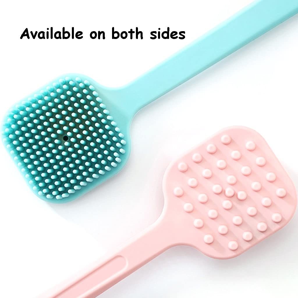 Cepillo para la Piel Cepillo para el Cuerpo Cepillo para la Piel con Mango Largo de Nylon de Doble Cara, Limpieza y exfoliación para estimular la circulación sanguínea (Color : Azul, Tamaño