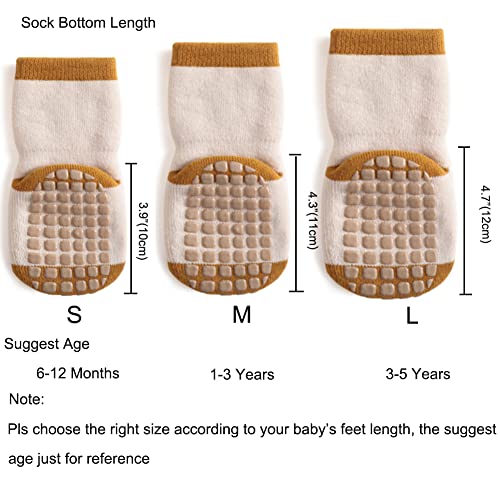 Exegawe Baby Non Slip Socks Winter 5 Pairs Kid Thick Warm Crew Socks with Grips3