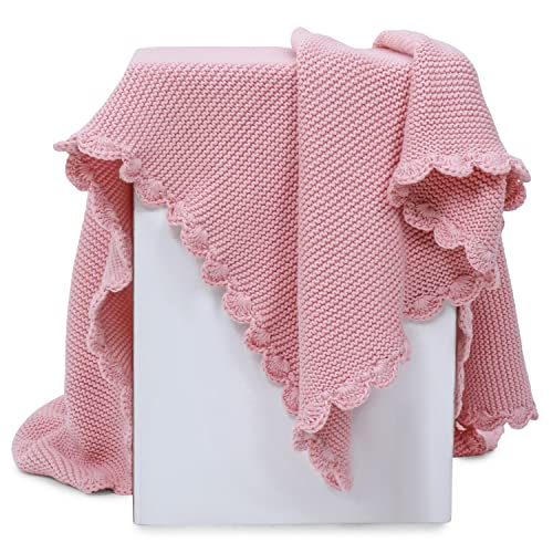 Image of haus & kinder Knitted Baby Blanket with Cuddle Cloth, Breathable Baby Blankets Newborn, Baby Blanket for 0-2 Years, Cozy Blankets for Crib, Nursery & Stroller, New Born Baby Essentials | Musk Rose