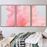 3 Piece Framed Canvas Wall Art Abstract Brushstroke Pink Pastel Liquid Canvas Prints Home Artwork Decoration for Living Room,Bedroom - 16