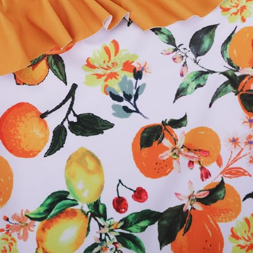 LIZENS Girls' Swimwear One Shoulder Ruffle One Piece Beach Bathing Suit for Girls Fruit Floral Toddler Kids Swimsuit4
