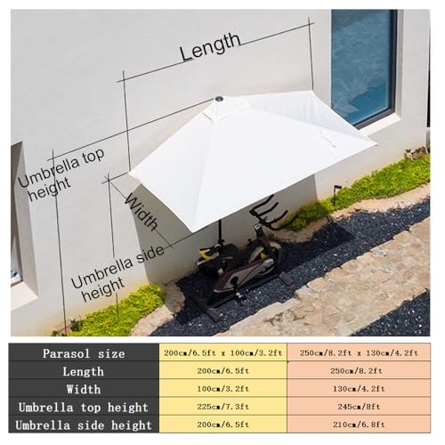 Sombrilla semirectangular ajustable que protege del sol en espacios reducidos y mercados 7