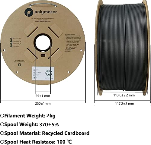 Image of Polymaker PA6-GF Nylon Filament 1.75mm 2kg Grey Glass Fiber Nylon 3D Printing Filament - PolyMide PA6-GF Warp Free 3D Printer Filament