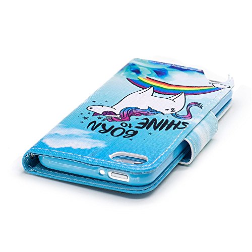 Ipod Touch 6Th Case,Ipod Touch 5Th Case,Leecoco Fancy Print Floral Wallet Case With Card/Cash Slots [Kickstand] Pu Leather Folio Flip Protective Case Cover For Ipod Touch 6Th / 5Th Cool Unicorn #TOP4