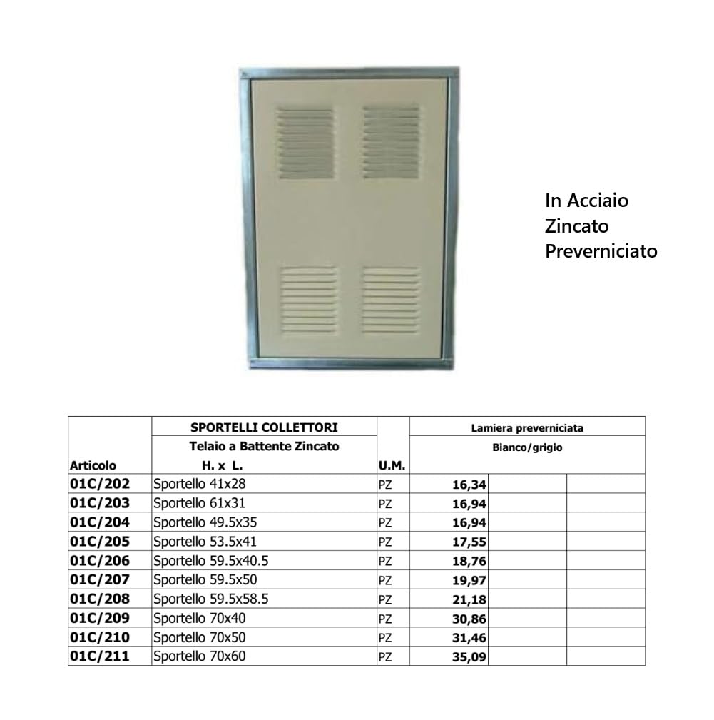 Sportello Incasso Ispezione Collettori Telaio Battente Zincato - 70 x 58,5