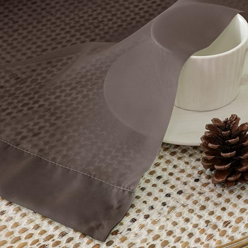Image of OVZME 2 Panels Sheer Curtains 63 Inches Long Light Weight Soft Voile Drapes, Window Curtain Sheers Elegant Rod Pocket Top for Basement Kitchen Bedroom Living Room, Each is 42W x 63L, Brown Chocolate