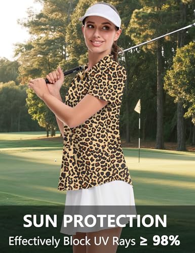 Image of LOMON Womens Golf Polo Shirts Summer Short Sleeve 1 /4 Zip Tops Moisture Wicking Casual Tennis Activewear with Pockets