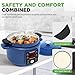 Nutrichef 6 Quart Electric Dutch Oven | 1500W 5-in-1 Enamel Coated Cast Iron Pot with Stainless Steel Lid | Precise Temperature Control | Includes 2 Silicone Pot Holders & Heat Resistant Pad | Blue