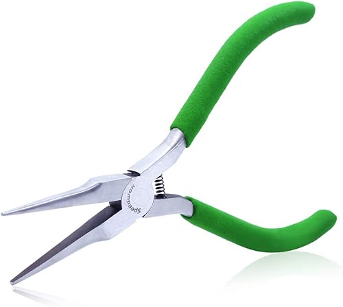 SPEEDWOX Alicates de punta de aguja para hacer joyas, mandíbulas lisas de nariz larga, 5 pulgadas, mini alicates de aguja fina, alicates extra