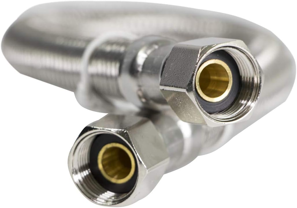 Highcraft Flexcraf 27912-NL Faucet Supply Line Connects Kitchen Sink to Water Supply, Braided Faucet Connector with 3/8 In FIP Female Compression Fitting Stainless Steel 12 in