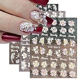 Flower Nail Art Stickers Acrylic 5D Hollow Exquisite Pattern Nail Decals Nails Art Supplies Gradient